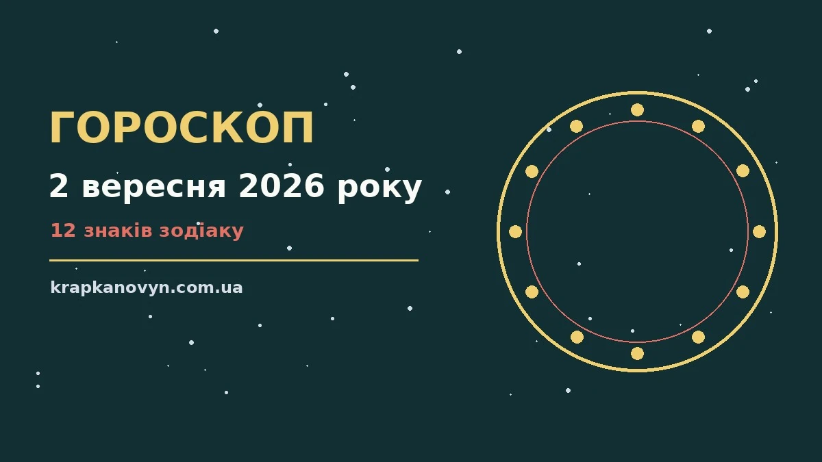 Гороскоп на 2 вересня 2026 року: важливі сигнали дня для нових справ і розмов